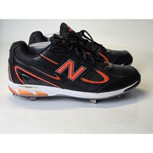 New Balance Baseball Shoes Mens Sz 13 EU 47.5 Black Orange Metal Cleats Sneakers
